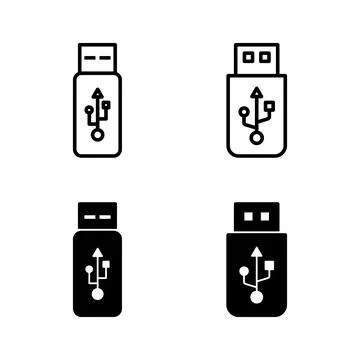 Usb icons vector. Flash disk sign and symbol. flash drive sign. Stock Illustration