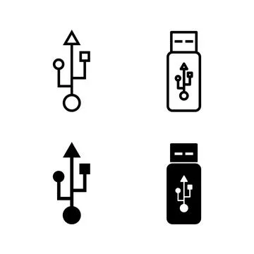Usb icons vector. Flash disk sign and symbol. flash drive sign. Stock Illustration