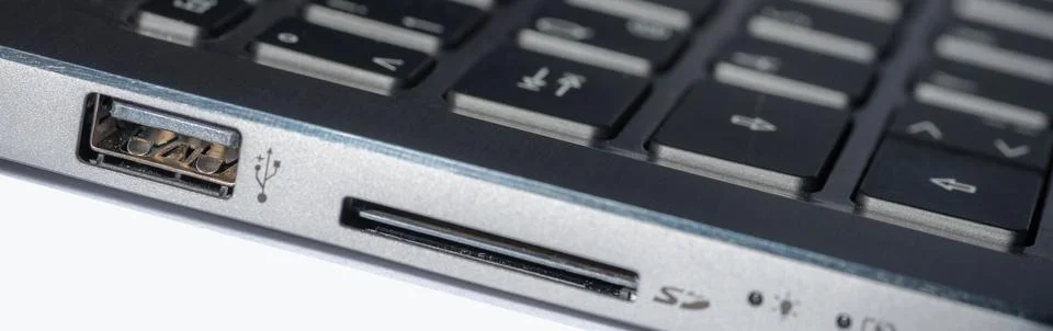USB interface of a notebook Stock Photos
