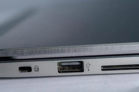 USB interface of a notebook Stock-Fotos