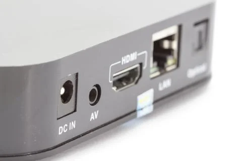USB LAN HDMI Interface of receiver box Foto stock