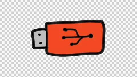 Usb line drawing color illustration animation transparent background  Stock Footage 43761908