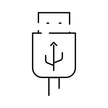 Usb line icon connecting data and power Stock Illustration
