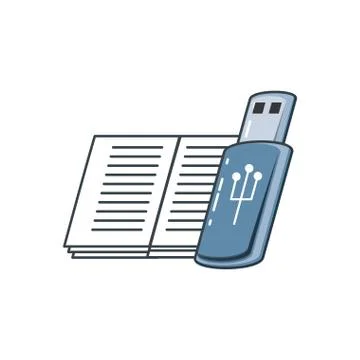 Usb memory with book Stock Illustration