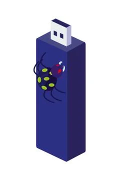Usb memory with bug atack Stock Illustration