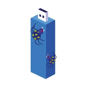 Usb memory with bug atack 스톡 일러스트