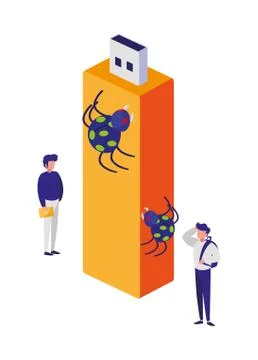 Usb memory with bug atack Stock Illustration