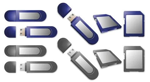 Usb memory set Stock Illustration