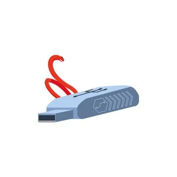 Usb memory with snake virus isolated icon 스톡 일러스트