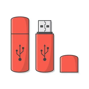 USB Memory Stick Vector Icon Illustration. USB Flash Drive Flat Icon 스톡 일러스트