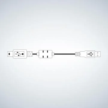 Usb micro cable for computer camera mobile devices Stock Illustration