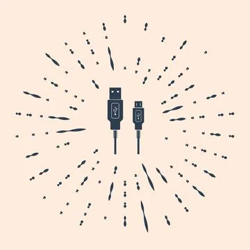 USB Micro cables icon on beige background. Connectors and sockets for PC and Stock Illustration