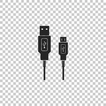 USB Micro cables icon isolated on transparent background. Connectors and sockets Stock Illustration
