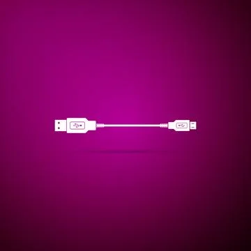 USB Micro cables icon isolated on purple background. Connectors and sockets.. Stock Illustration