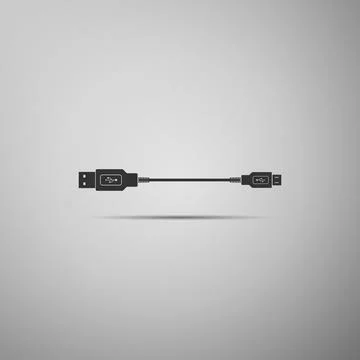 USB Micro cables icon isolated on grey background. Connectors and sockets f.. Stock Illustration