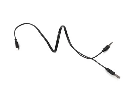 USB Micro cables isolated on white background. Connectors and sockets for PC  Stock Photos