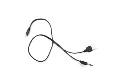 USB Micro cables isolated on white background. Connectors and sockets for PC  Stock Photos