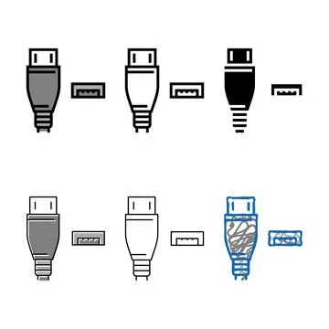 Usb micro a color icon styleset vector Stock Illustration