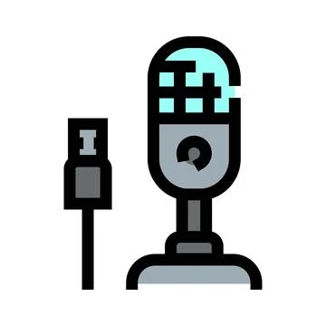 Usb microphone icon representing podcasting and audio recording Illustrazione stock