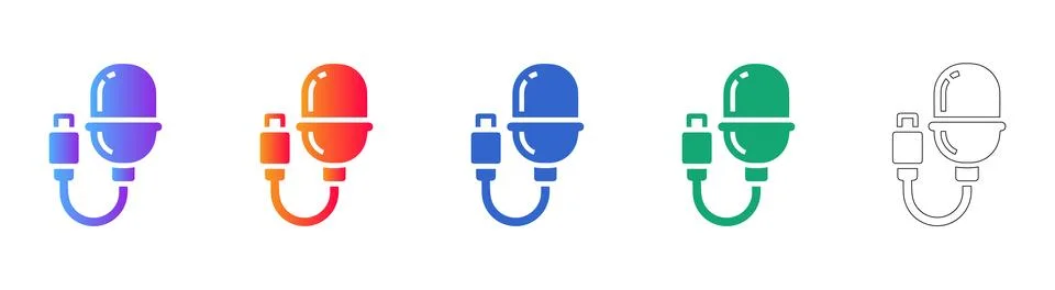 USB Microphone Icon Variation Set Stock Illustration