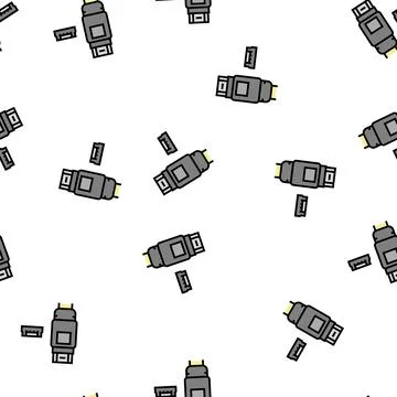 Usb mini b vector seamless pattern Stock Illustration