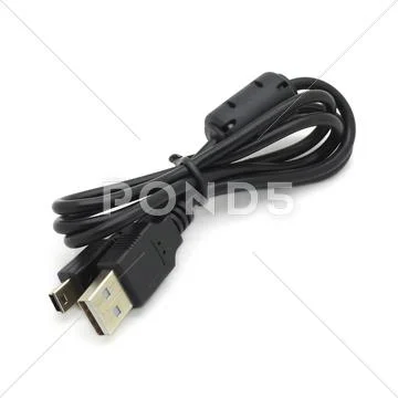 USB / Mini-USB Cable with Ferrite Stock Photos