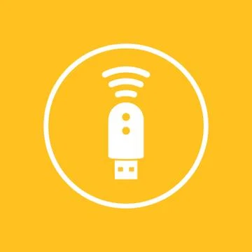 Usb modem icon in circle, 3g, 4g, lte modem sign, isolated icon, vector illus Illustrazione stock