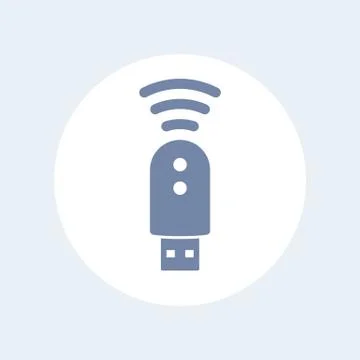 Usb modem isolated icon, 3g, 4g, lte modem pictogram, round icon, vector illu Illustrazione stock