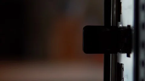 Usb modem wifi inserted into the computer close-up. The modem flashes a green Stock Footage 121718567