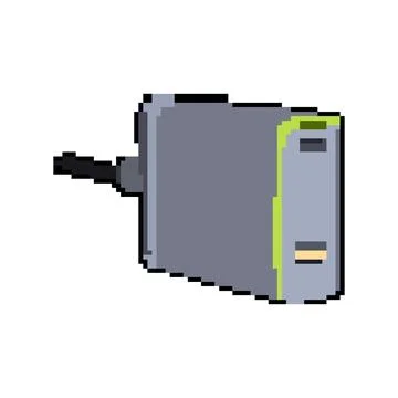 Usb multi device charging station pixel art vector illustration Stock Illustration