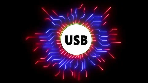USB neon light circuit board abstract design Stock Illustration