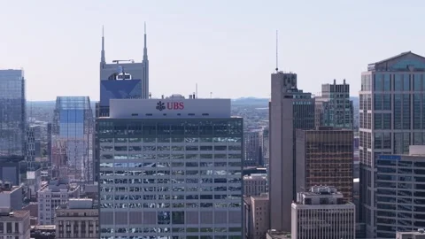 The USB Office Tower with the Batman Building in in the Nashville, Tennessee - Stock Footage 309963507