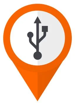 Usb orange pointer vector icon in eps 10 isolated on white background. Stockillustratie