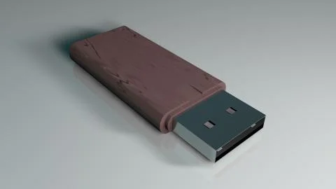 Usb pen, brown, on the floor Stock Illustration