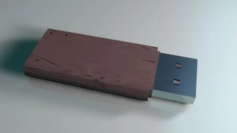 Usb pen, brown, on the floor Stock Illustration