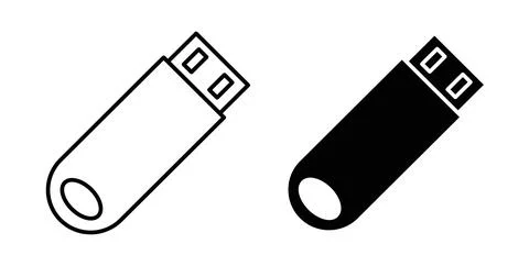 USB pendrive icon symbol. Vector illustration pack in black color. Stock Illustration