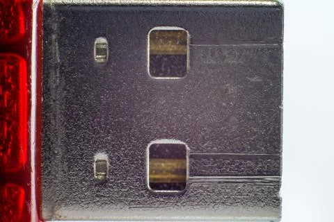 USB plug and macro contacts Stock Photos