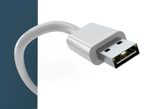 USB plug on blue background Stock Illustration