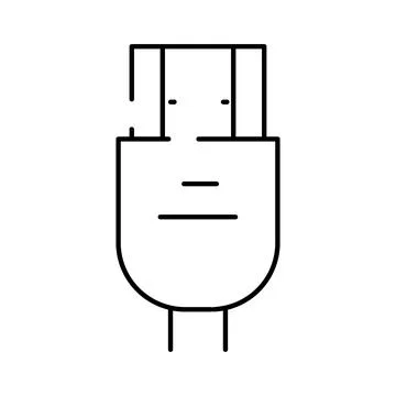 Usb plug cable connector technology line icon Stock Illustration