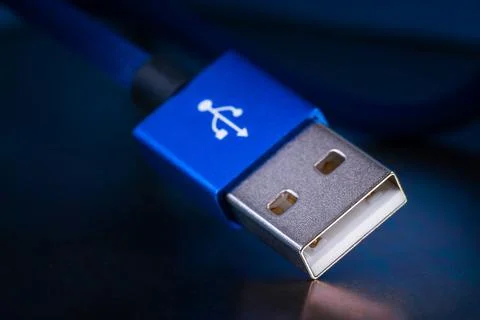 Usb plug cable macro view Stock Photos