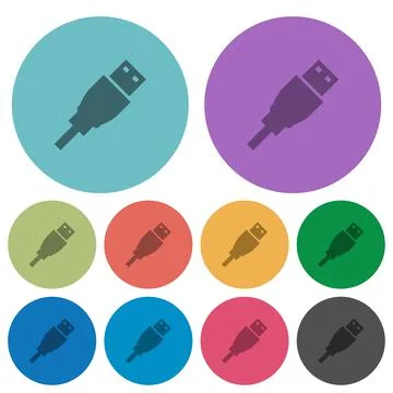USB plug color flat icons Stock Illustration