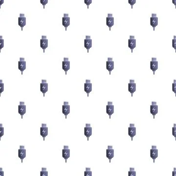 Usb plug connector charging lightning bolt seamless pattern 库存插图