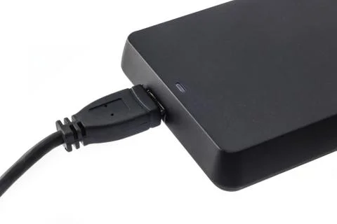 Usb plug in to external hard disk Stock Photos