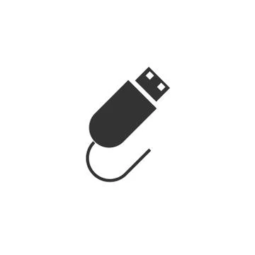 Usb plug icon flat Stock Illustration