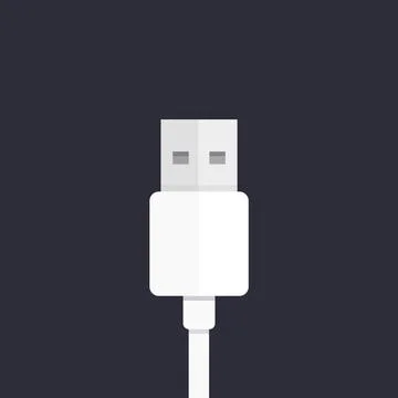 Usb plug icon, flat style Stock Illustration