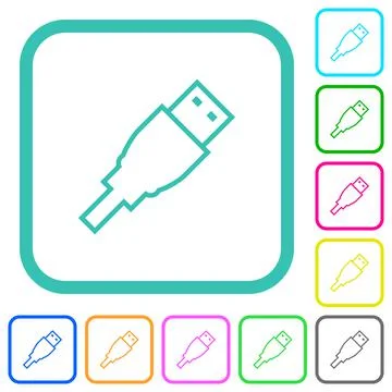 USB plug outline vivid colored flat icons Stock Illustration