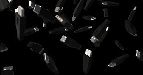 Usb plugs falling Stock Footage 91863164