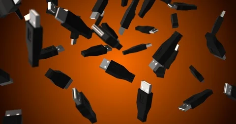 Usb plugs falling Stock Footage 91863280