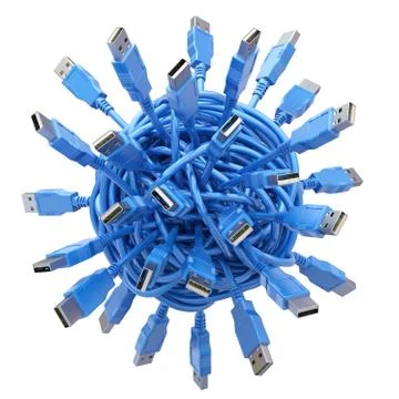 USB plugs in knotted cable Stock Illustration