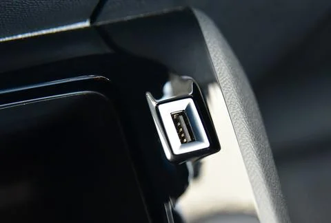 USB port in the car panel Stock Photos